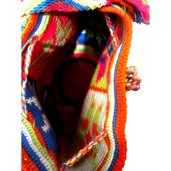 WAYUU Handmade Crochet Beaded Crossbody Bag Multicolor Tasseled Bohemian Hippie - Picture 10 of 15
